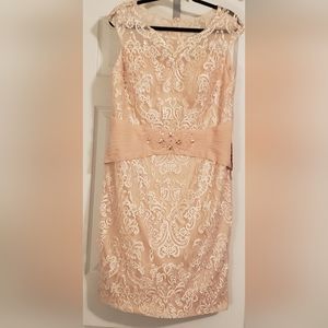 Oyisha NWT Beautiful Floral Lace Overlay With Pearls And Sequins on Sheer Mesh